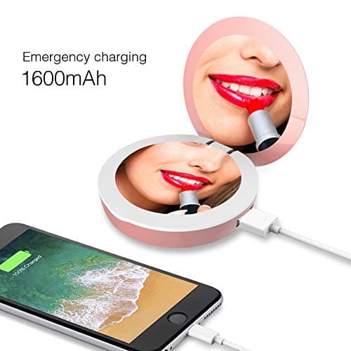 Gifts for women – power bank with LED mirror for iPhone Samsung – birthday gift – Valentine's gift – gift for sister – gift for mum (rose gold) — view 3