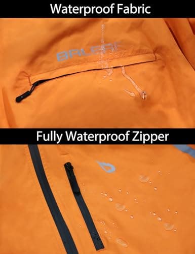 baleaf Waterproof Jacket Mens Cycling Jackets Reflective Running Outdoor Rain Coats Lightweight for Men Walking Hiking Packable Orange XL — view 5