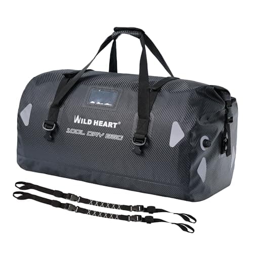 Willd Heart Waterproof Luggage Bag 40L 66L 100L with Welding Suitable for Canoeing Camping Rowing Motorcycle, Carbon Fiber Imitation, 100L, waterproof travel bag