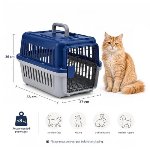 IHANA Hard Shell Cat Carrier with Metal Door, Size M, Up to 8 kg — view 3