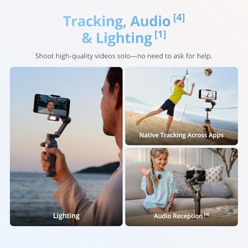 DJI Osmo Mobile 8 + Mic 3, Gimbal Stabilizer for Smartphones, AI Native Tracking With Audio & Lighting, Wireless Mic, Active Noise Canceling, 32-bit Float, Vlog — view 3