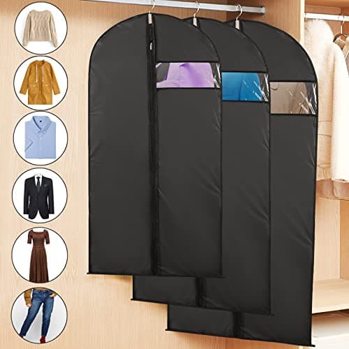 Niviy Suit Bags 60 x 120 cm, Black Garment Covers with Zip & Clear Window — view 5