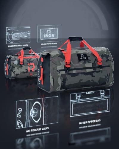 BORLENI Motorcycle Rear Bag Waterproof Luggage Roll Motorcycle Bag Waterproof Motorcycle Bag Saddle Bags Travel Bag Reflective for Hiking, Cycling, Travel, Camping, Outdoor, Kayaking, 70 L Camouflage — view 3