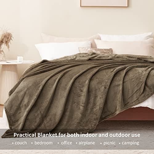 Aisbo Brown Throws Blanket - Throws for sofas Fluffy Large Blanket Fleece, Warm Soft Flannel Blanket for Couch, 220x240cm — view 2