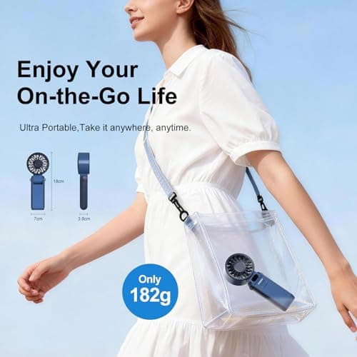 LIPETY Portable Turbo HandHeld Fan - Mini Hand Held Fan 4000mah Battery Operated USB Rechargeable Personal Foldable Powerful Fans for Travel Camping Outdoor Office School Home — view 6