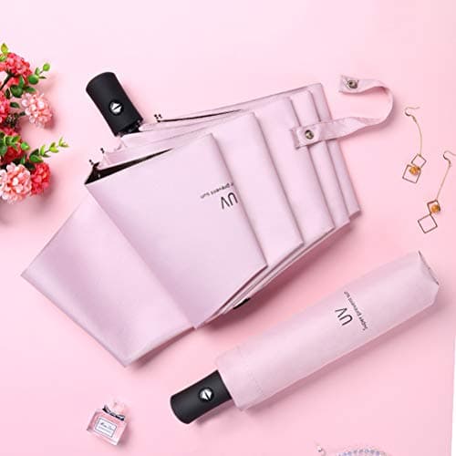 Maibar Sun Umbrella UV Protection SPF 50 Travel Folding Automatic Mini Umbrellas for Women Handbag Size Travel Parasol (Pink) — view 2