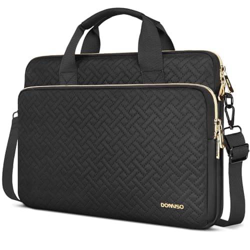 DOMISO 17 inch Laptop Sleeve Protective Case Cover Compatible with 17-17.3 inch HP Dell ASUS Lenovo Chromebook,Waterproof Computer Cases Bag with Shoulder Strap,Black — view 3