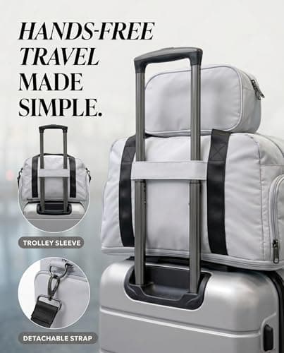 LUGG Duffle & Toiletry Bag Set – Waterproof Travel Bags for Men & Women – Lightweight, Durable 230D Twill Fabric – Fits EasyJet Cabin Size – Expandable Design – Stylish & Spacious Storage- Silver — view 3