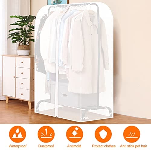 Newaner Garment Bag Long 110 cm Moth Protection for Clothes Rails, Translucent Garment Bags with Zip, Protective Cover, Clothes Rail for Dust, Moisture-Proof — view 5