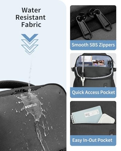 ECOHUB for Ryanair Cabin Bags 40x20x25, Underseat Travel Backpack with Anti-Theft Pocket, Cabin Size Carry on Bag for Airplanes, Water-Resistant Hand Luggage Bag with Laptop Compartment, 20L-Grey — view 5