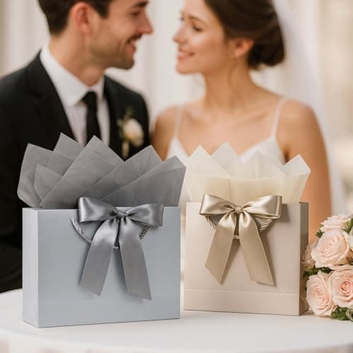 BBLIKE Medium Gift Bags for Present - 2 Pcs Birthday Gift Bag with 4 Wrappers and 2 Cards, Luxury Paper Bags with Handles for Girls Boys Wedding Party Christmas Valentines Bridesmaid (Brown Silver) — view 4