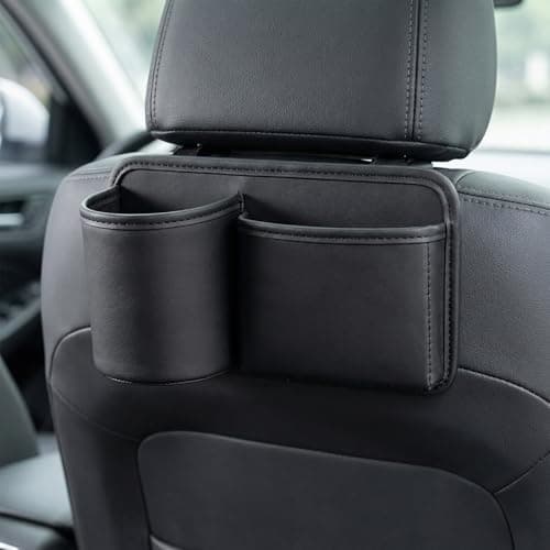 Hanging Car Storage Bag, Waterproof PU Leather Car Side Pocket Organizer, Universal Car Pocket Pouch Cell Phone Holder for Car, Car Seat Gap Filler Storage Accessories for Car Door, Console (Brown) — view 6