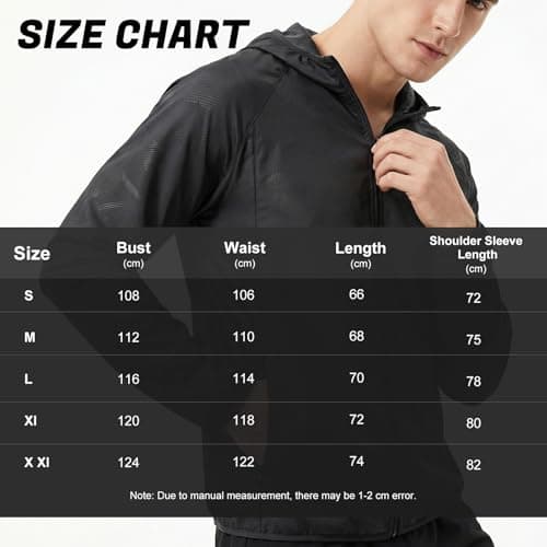 zoogobee Men's Lightweight Packable Hooded Waterproof Jacket, Windproof Sun Protection Rain Coat for Hiking Cycling Travel Running Commuting (UK, Alpha, L, Regular, Regular, Black) — view 5