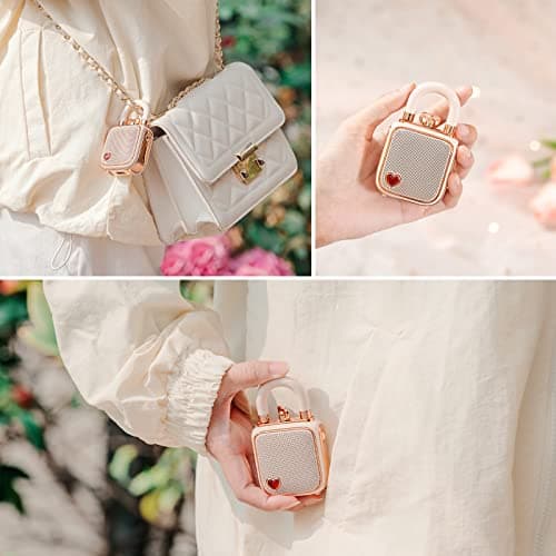 Divoom Love-Lock Bluetooth Speaker, Small Portable Music Box, Wireless Stereo Pairing Retro Soundbox, Cute Desktop Decoration, for Girls, Pink — view 5