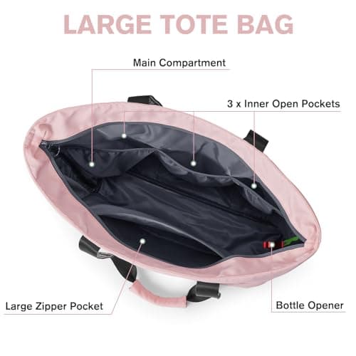 G4Free Beach Tote Bag Waterproof Sandproof Shoulder Bag Beach Bag Large Sports Bag Shopping Bag for Women, pink — view 4