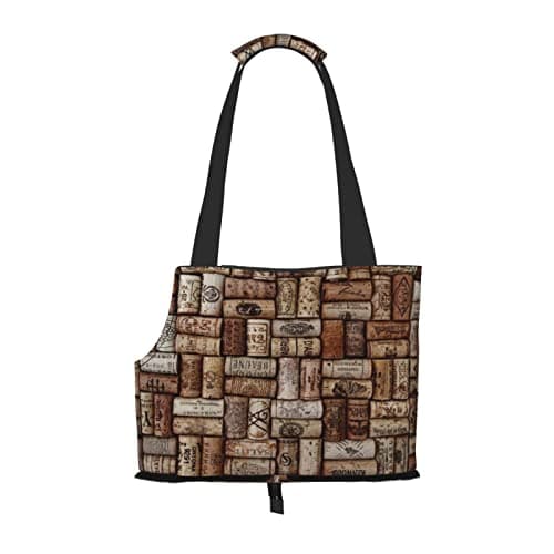 Foldable Cat Carrier Dog Shoulder Bag, Wine Cork Pet Tote Bag, Waterproof Collapsible Pet Tote For Small Dogs, Breathable Travel Carrier With Safety Hook & Viewing Window (34x36x15.5 Cm)