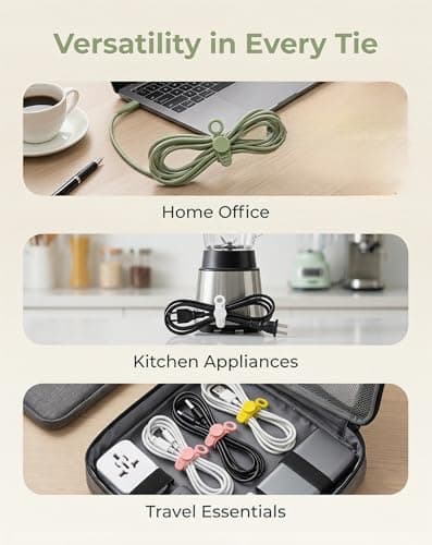 12 Pack Cable Ties Silicone Reusable Cable Straps for Desk Management — view 3