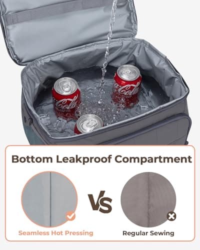 Puffer Cooler Bag 32 Cans Insulated Soft Sided Cooler Double Deck Collapsible Lunch Box for Picnic, Beach, Hiking, Camping, Work, Travel (Grey) — view 6