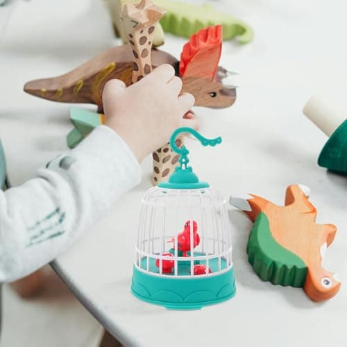 Lurrose Battery-operated Voice-controlled Bird with Realistic Chirping and Lifelike Birdcage Design, Portable Plastic Decorative Piece Suitable for Office and Birthday Party Favors — view 4