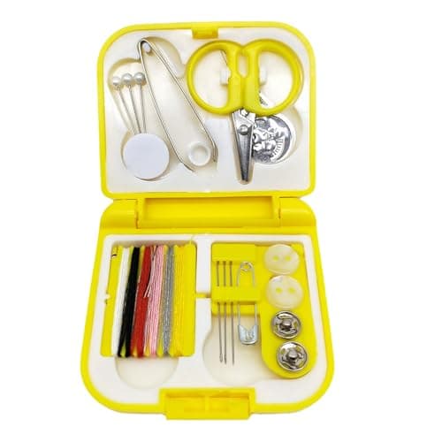 Haofy Portable Sewing Kit, Complete Repair Set with Organized Compartment Case Compact Travel Essentials for Home Hotel Emergency Fixes Includes Needles Threads Scissors Buttons Pins (Yellow) — view 5