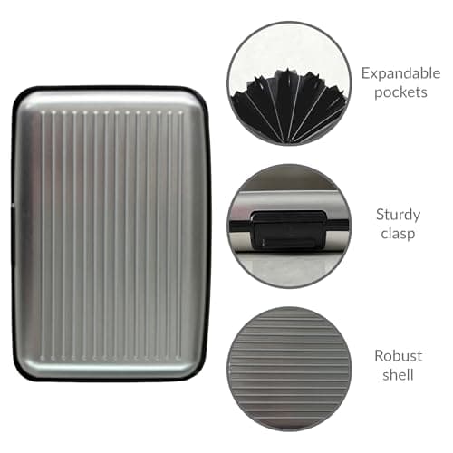 kanta RFID Blocking Credit Card Holder, Card Protector, Aluminium, Business Card Case for Women or Men, Metal ID Organiser Wallet with 6 Slots, Compact and Convenient, Travel Wallet (Silver) — view 2