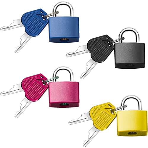Suitcase Locks,Small Padlocks Colored Luggage Locks Travel Backpack Lock with Keys Brass Suitcase Padlock for School Gym Locker, Backpack,Travel Bags, Laptop Bag (4 Pack)