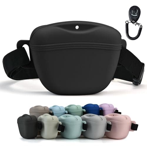 AUDWUD Upgraded Version of Silicone Treat Bag,Thicker and Stronger,Tighter Sealing;Comes with a Belt for Convenient Wearing;also Includes a Training Clicker for Easy Dog Training
