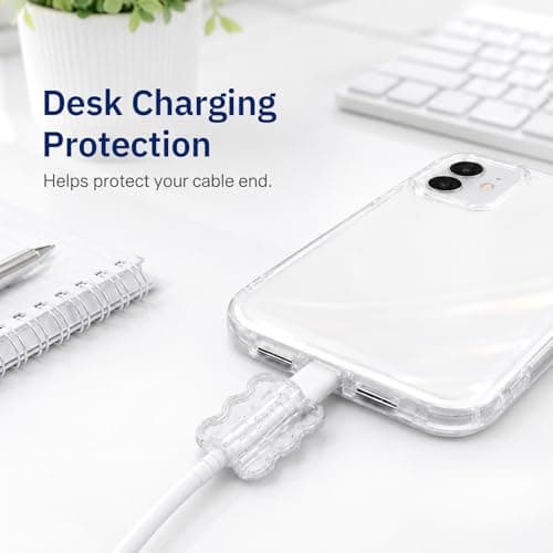 QIHAWN 10Pcs Clear Dual Wave Charger Cable Protectors for Phone Cables — view 5