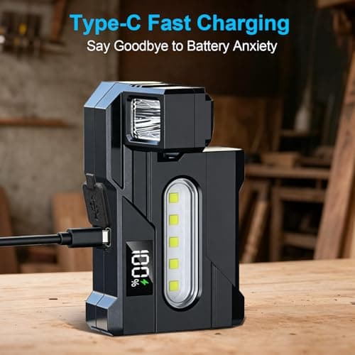 Mini EDC torch,Rechargeable Type-C , 90° Rotatable LED, Waterproof,Grey — view 4
