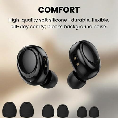 9 Pairs Replacement Earbud Tips, Silicone Ear Tips for In-Ear Headphones, Ear Bud Replacement Tips S/M/L, Noise Isolating Earphone Buds, Black — view 4