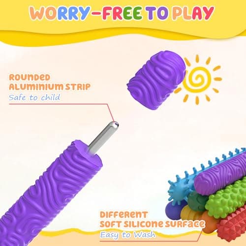 BDwing Fidget Toys Sensory Sticks, 8 Pack Textured Silicone Sensory Toys for ADHD, Autism and Stress Relief , Anti-Stress Toys for Children & Adults — view 3