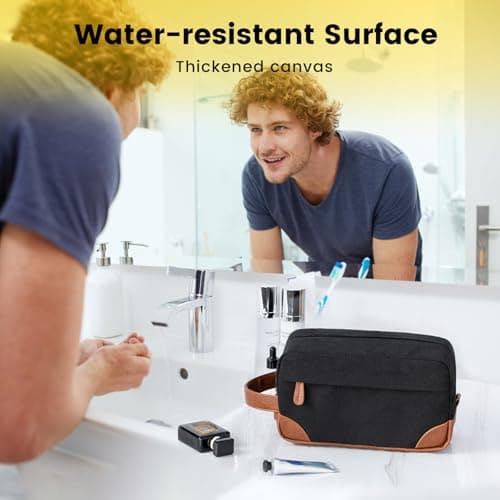 Vorspack Canvas Travel Toiletry Bag for Men, Medium, Black — view 5