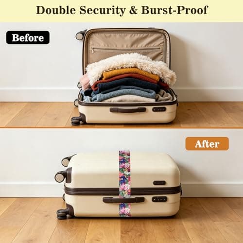 2Pcs Luggage Straps for Suitcase, Suitcase Straps Adjustable, Flower Cross Luggage Belt with Lock for 20-32 inch Travel Case — view 4