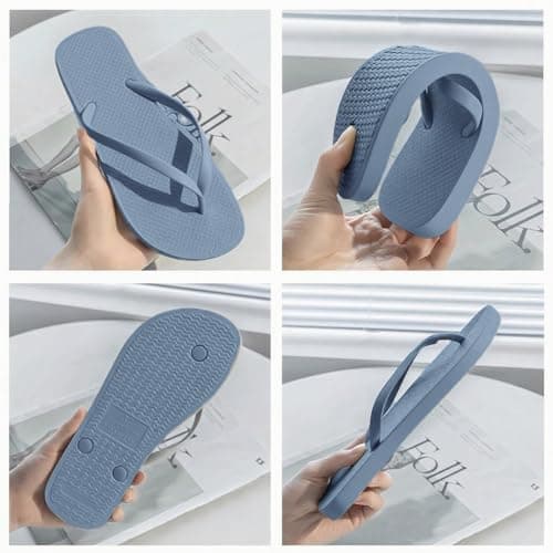 JiaYouLC Unisex Flip Flops Rubber Flatform Beach flipflops Slip-Resistant Flat Flip-Flop for Shower Swimming Pools (Grey-A, Adult, Men, 6, Numeric Range, UK Footwear Size System, 7, Medium) — view 5