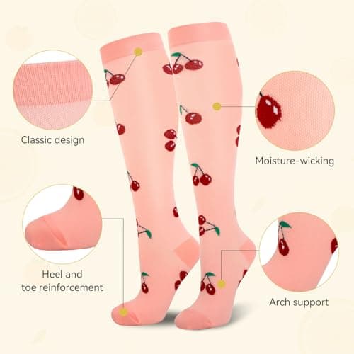 Compression Socks for Women & Men 6 Pairs 20-30 mmHg Travel Flight Socks — view 3
