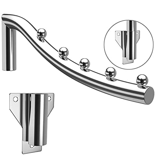 Folding Wall Mounted Clothes Rack, Stainless Steel Wall Clothes Hanger Detachable Sturdy Swing Arm Coat Hanger Clothes Hook Closet Rod Clothing Holder Drying Racks for Bathroom Laundry Room, 2 Pack — view 3