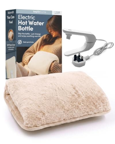 Keplin Rechargeable Electric Hot Water Bottle - Auto-Shut Off, Fast Heating Heat Pad, Back Pain Relief, Rechargeable Hand Warmers & Heating Pad, Small Hot Water Bottle, 1 Year Warranty, Cream