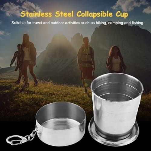 Beufee Stainless Steel Folding Cup, Collapsible Metal Cup Collapsible Travel Cup Camping Mug Portable Outdoor Travel for Hiking Camping Picnic(XL) — view 2
