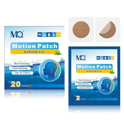 Motion Sickness Patches, 20 Count Travel Sickness Patches Non-Drowsy, Cruise Ship Travel Essentials, Fast Acting & Long Lasting 72H, Dark Color