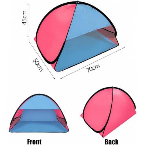 Pop Up Beach Tent UPF50+ Sun Shade Shelter Mini Personal Sun Shelter Portable with Quick Setup for Outdoor Camping Picnic Pets Mesh Beach Ten (Red and Blue) — view 2