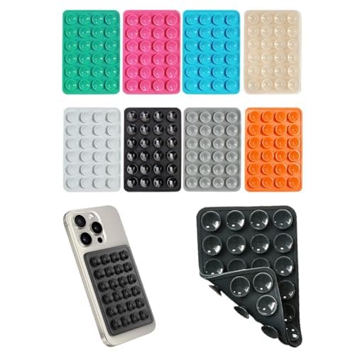 Yicoovey 8 Pack Double Sided Silicone Suction Cup Mount - Universal Phone Holder with Adhesive Base for All Models, Includes Suction Cup Cases & Anti-Slip Design (Pack of 8)