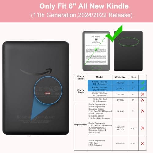 TQQ Case Fits 6" Amazon Kindle 11th Generation 2024 and 2022, Premium Slim and Lightweight Cover, Full Protection, Auto Sleep/Wake, Magnetic Closure (NOT fit Paperwhite or Oasis) — view 2