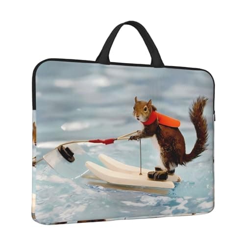 14in Laptop Case Sleeve Bag â€“ Water Skiing fox Squirrel Print Design with Handle & Zipper â€“ Ideal for Travel, Business Trip, Commuting — view 4