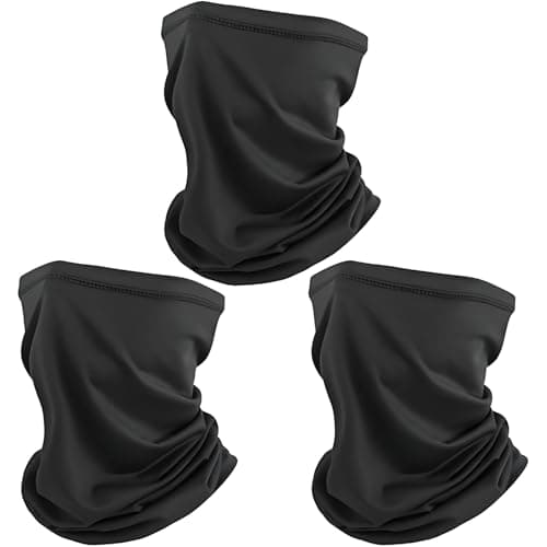 3 Pack Bandana Neck Warmer Ski Snood for Men & Women,Multifunctional Headwear Face Mask,Elastic Windproof Neck Gaiters Headband Snood UV Resistant Ski Mask Black for Outdoors Sports Cycling Hiking