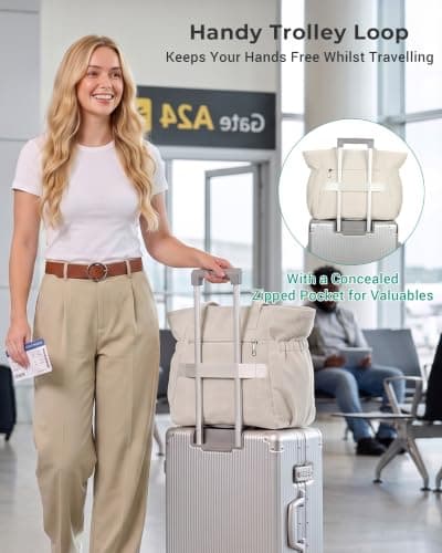 Makukke Laptop Tote Bags for Women, Handbag for School, Large Work Handbags Ladies Tote Bag, Shoulder Bag for College Shopping Work Travel Gym Beach (Beige) — view 6