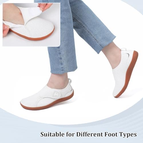 JOINFREE Womens White Walking Shoes Wide Fit Barefoot Slip Resistant White — view 5