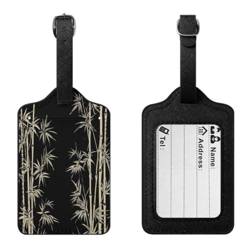 Asian Bamboo Luggage Tags with Id Card & Adjustable Strap