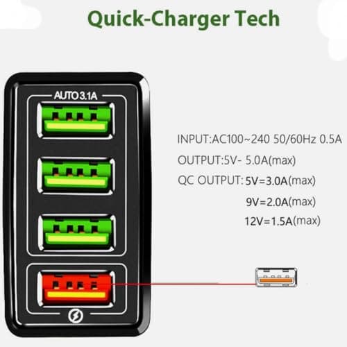 4 Port USB Wall Charger UK Plug, QC3.0 Multi USB Charging Block, Portable Travel Multi-Port USB Adapter, Mirror Surface Power Charger for Phones — view 2