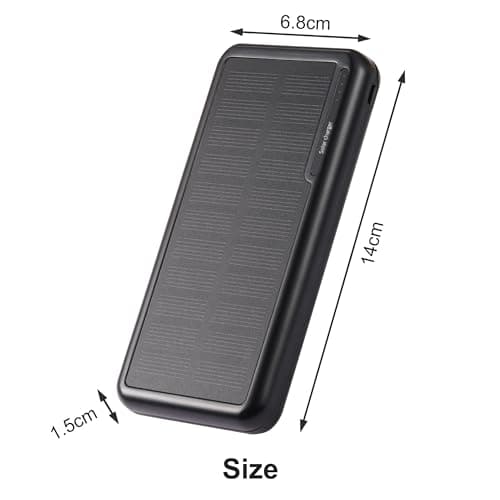 Solar Bank 26800mAh with Built-in Lithium-Ion Battery, USB & Type-C Charger, Solar Emergency Charging Panel, Black — view 5