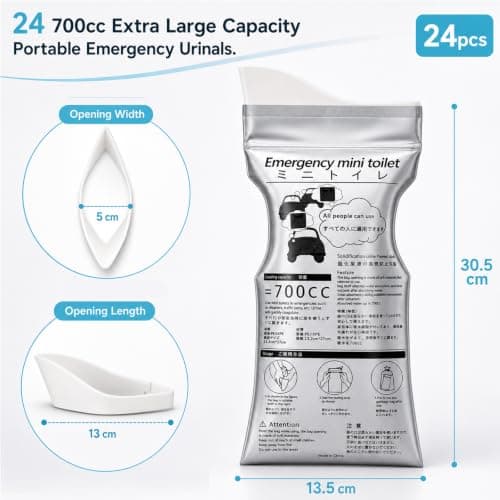 24pcs 700cc Urine Bag on the Go Emergency Urinal Toilet with — view 2